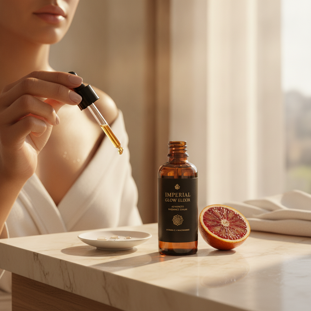 AI-generated static Display ad image, a skincare product studio shot, made with Shhots AI